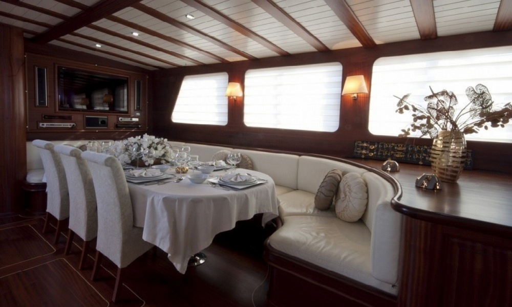 Book a 36m luxury gulet with 6 cabins and crew. Enjoy private cruises from Bodrum to Fethiye, including water activities and gourmet dining.