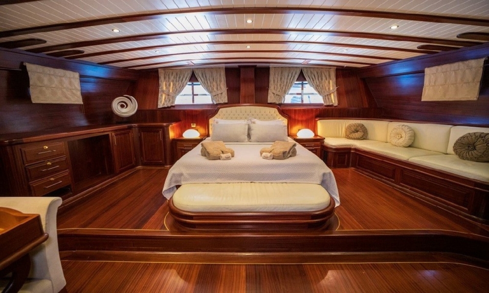 Book a 36m luxury gulet with 6 cabins and crew. Enjoy private cruises from Bodrum to Fethiye, including water activities and gourmet dining.