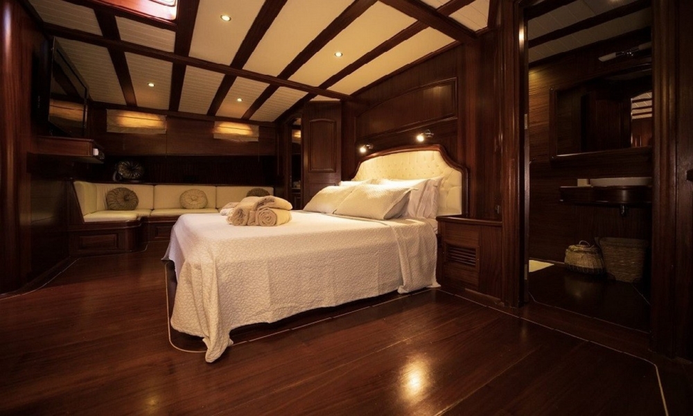 Book a 36m luxury gulet with 6 cabins and crew. Enjoy private cruises from Bodrum to Fethiye, including water activities and gourmet dining.