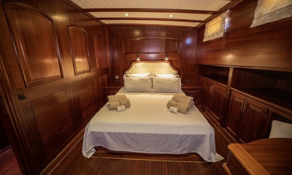 Book a 36m luxury gulet with 6 cabins and crew. Enjoy private cruises from Bodrum to Fethiye, including water activities and gourmet dining.