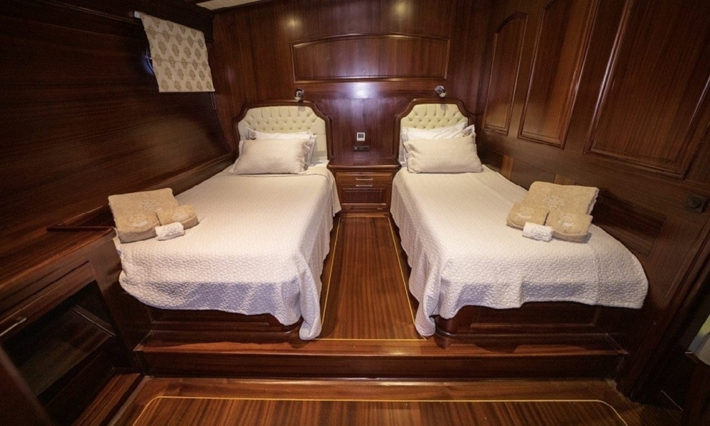 Book a 36m luxury gulet with 6 cabins and crew. Enjoy private cruises from Bodrum to Fethiye, including water activities and gourmet dining.