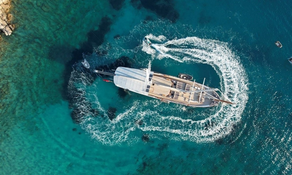 Book a 36m luxury gulet with 6 cabins and crew. Enjoy private cruises from Bodrum to Fethiye, including water activities and gourmet dining.