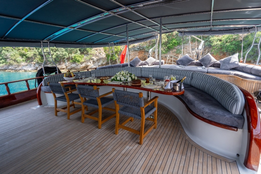 Charter the Berrak Su gulet in Turkey — sail the Turkish Riviera in luxury with 6 cabins, water toys, stunning coves, and premium service.