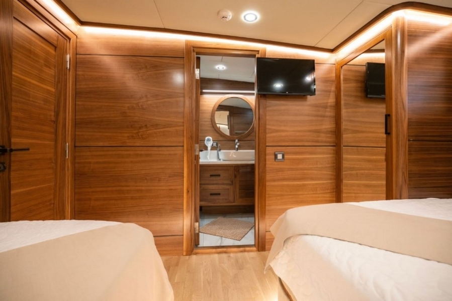 Gulet Junior Orcun for a blue cruise from Bodrum or Marmaris. A classic Turkish gulet offering comfort, privacy, and scenic Mediterranean routes.