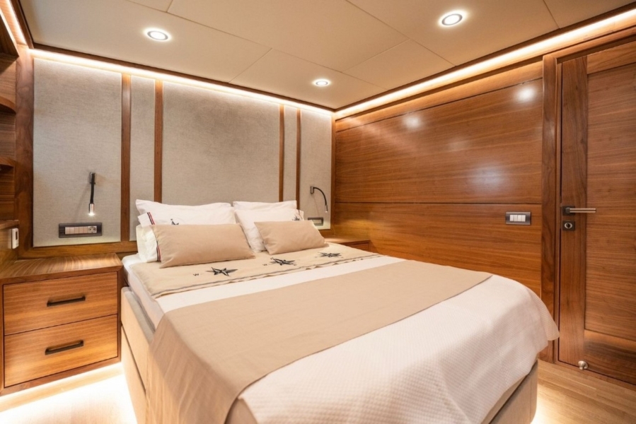 Charter the 34m Kaptan Mehmet Buğra Gulet in Turkey. 8 cabins for 18 guests, Jacuzzi on deck, professional crew, and premium Blue Cruise along Marmaris, Bodrum, Göcek & Aegean coasts.