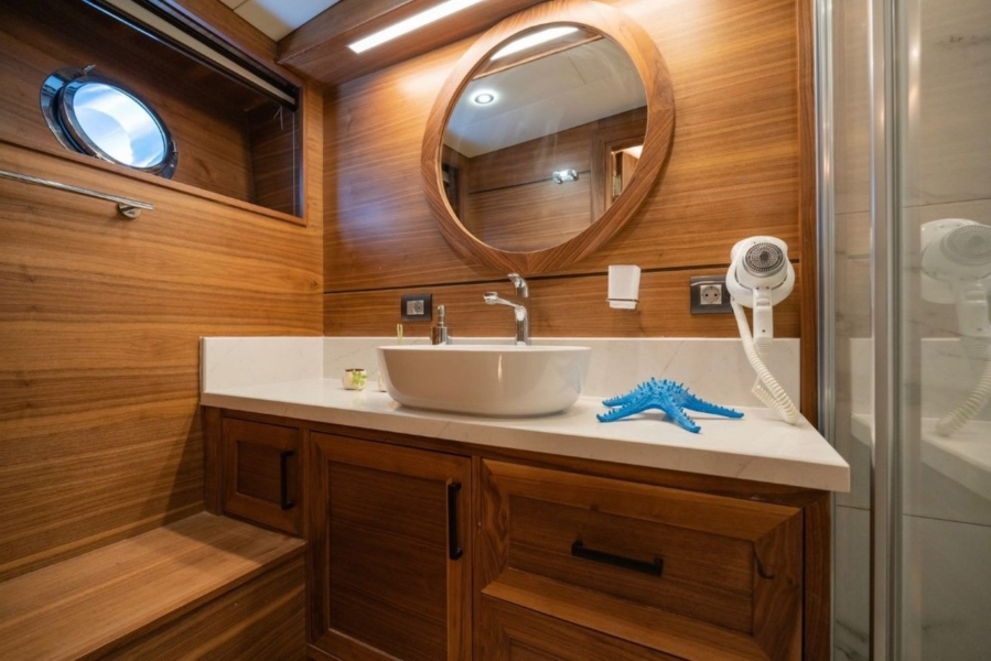 Charter the 34m Kaptan Mehmet Buğra Gulet in Turkey. 8 cabins for 18 guests, Jacuzzi on deck, professional crew, and premium Blue Cruise along Marmaris, Bodrum, Göcek & Aegean coasts.