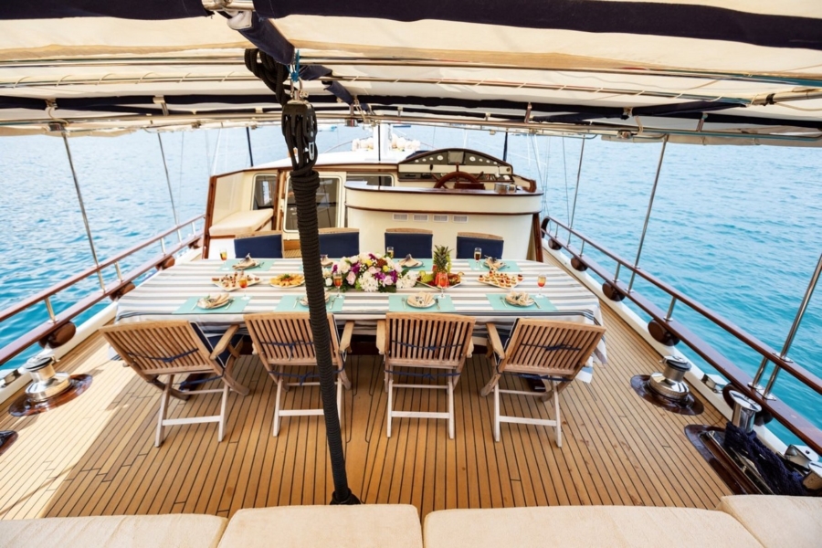 Kanarya offers 6 luxurious cabins, spacious decks, water sports, and a professional crew for the perfect Blue Cruise along Turkey’s coast.