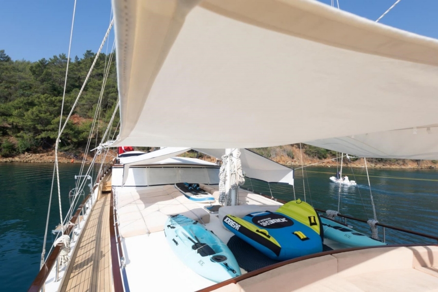 Kanarya offers 6 luxurious cabins, spacious decks, water sports, and a professional crew for the perfect Blue Cruise along Turkey’s coast.