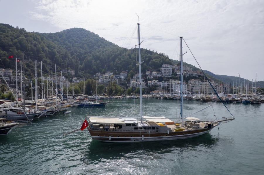 Charter Prenses Selin, a 37m luxury gulet in Turkey with 8 cabins for up to 18 guests. Perfect for private Blue Cruise holidays from Fethiye