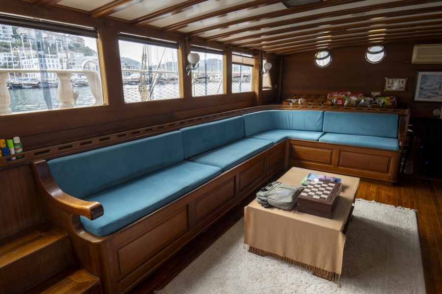 Charter Prenses Selin, a 37m luxury gulet in Turkey with 8 cabins for up to 18 guests. Perfect for private Blue Cruise holidays from Fethiye