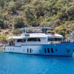 Simay F is a 26m luxury trawler offering 4 elegant cabins, spacious flybridge, and relaxed cruising along the Turkish Riviera.