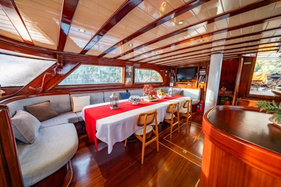 Luxury 24m gulet with 5 cabins for up to 10 guests. Explore Marmaris, Bodrum, Göcek with private crew and full water sports amenities.