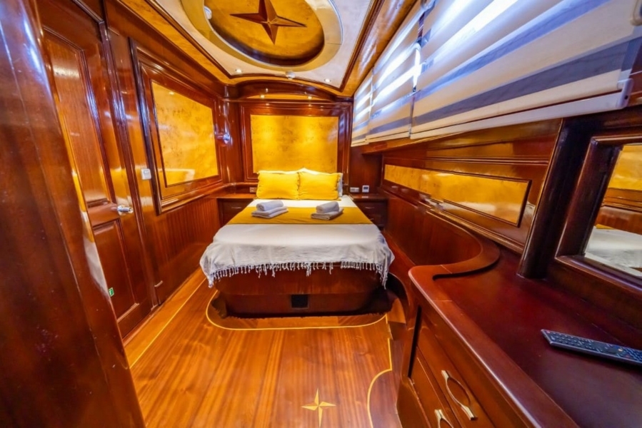 Luxury 24m gulet with 5 cabins for up to 10 guests. Explore Marmaris, Bodrum, Göcek with private crew and full water sports amenities.
