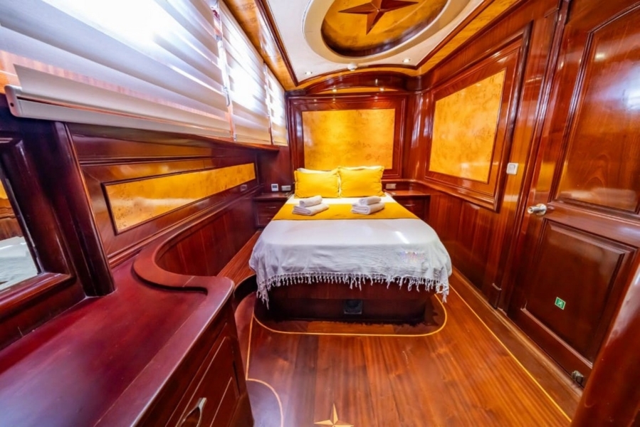 Luxury 24m gulet with 5 cabins for up to 10 guests. Explore Marmaris, Bodrum, Göcek with private crew and full water sports amenities.
