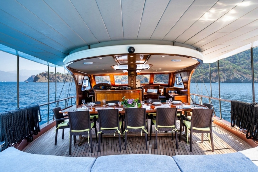 Charter Ilknur Sultan Gulet in Turkey with 6 cabins, professional crew, and deluxe blue cruise routes from Bodrum, Fethiye, Marmaris.