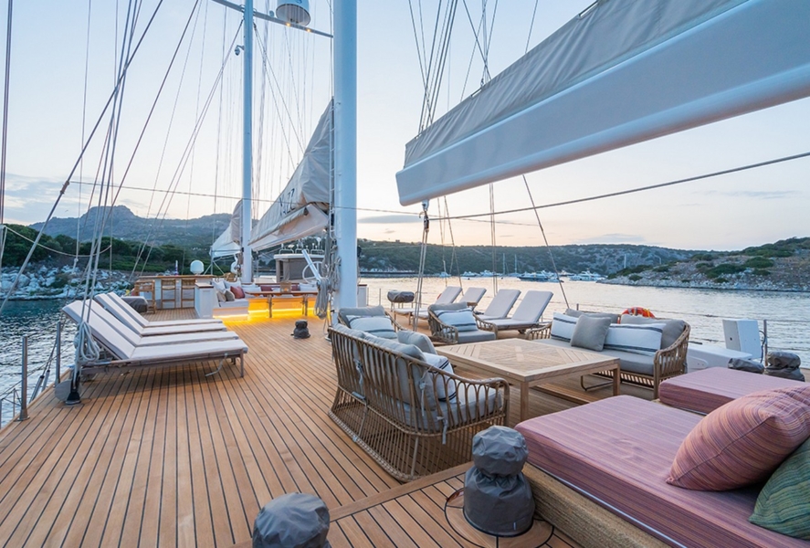 Experience an unforgettable blue cruise aboard YAZZ yacht in Turkey & Greek Islands. 5 cabins, 11 guests, water sports, private routes, ultimate luxury