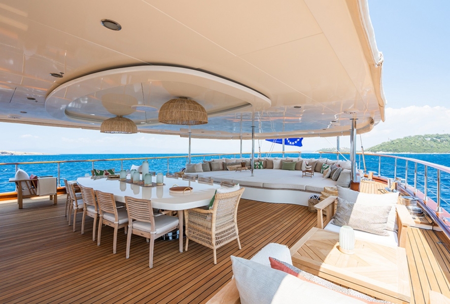 Experience an unforgettable blue cruise aboard YAZZ yacht in Turkey & Greek Islands. 5 cabins, 11 guests, water sports, private routes, ultimate luxury