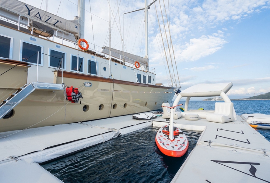Experience an unforgettable blue cruise aboard YAZZ yacht in Turkey & Greek Islands. 5 cabins, 11 guests, water sports, private routes, ultimate luxury