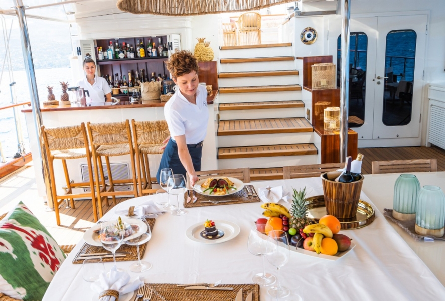 Experience an unforgettable blue cruise aboard YAZZ yacht in Turkey & Greek Islands. 5 cabins, 11 guests, water sports, private routes, ultimate luxury